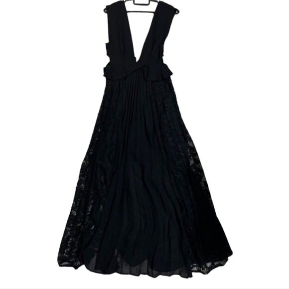 FRENCH CONNECTION Angelina Pleated Lace And Jersey Black Maxi Dress Size 8 New - Picture 5 of 16